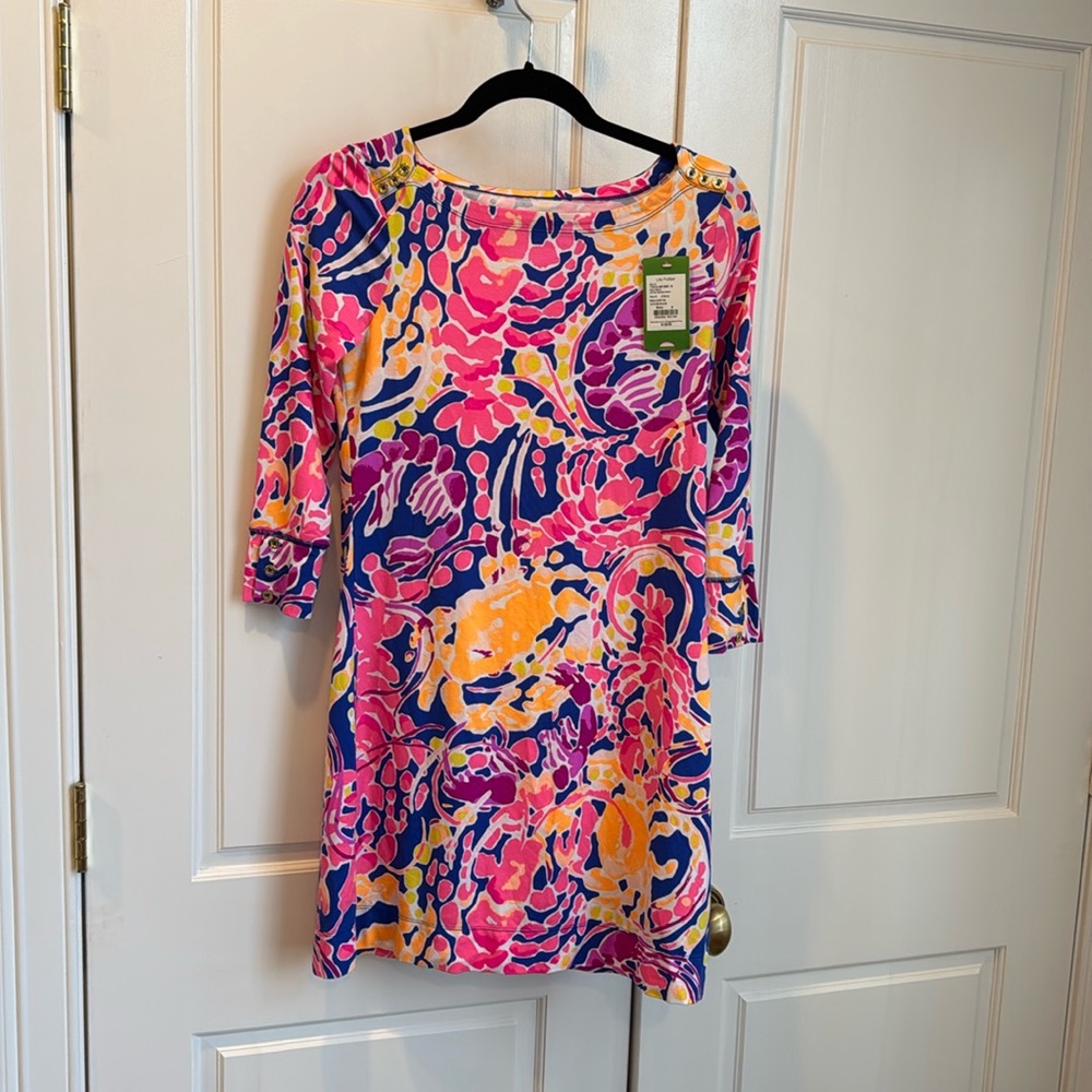 Lilly Pulitzer Pink Blue Yellow Floral Shift Dress
